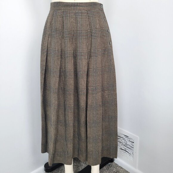 Vintage 80s David Brooks Worsted Wool Silk Blend Midi Skirt Made in USA Size 8 - Picture 1 of 11